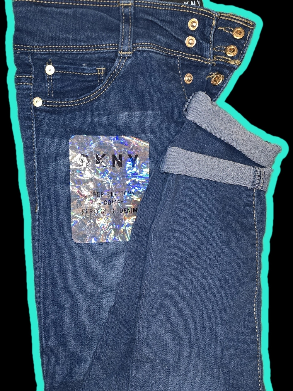 DKNY Women’s Dark Blue High-Rise Stretch Jeans